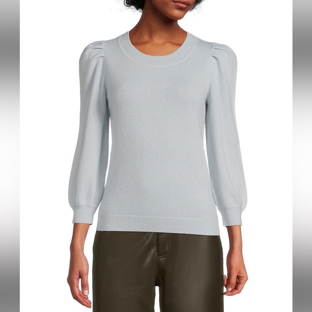 Antonio Melani Laura Cashmere 3/4 Puffed Sleeve Jewel Neck Sweater
